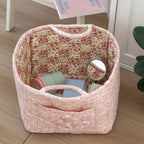 Quilted Floral Microfiber Foldable Storage Basket