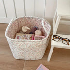 Quilted Floral Microfiber Foldable Storage Basket