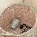 Quilted Floral Microfiber Foldable Storage Basket
