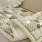 Quilted Floral Microfiber Sofa Cover