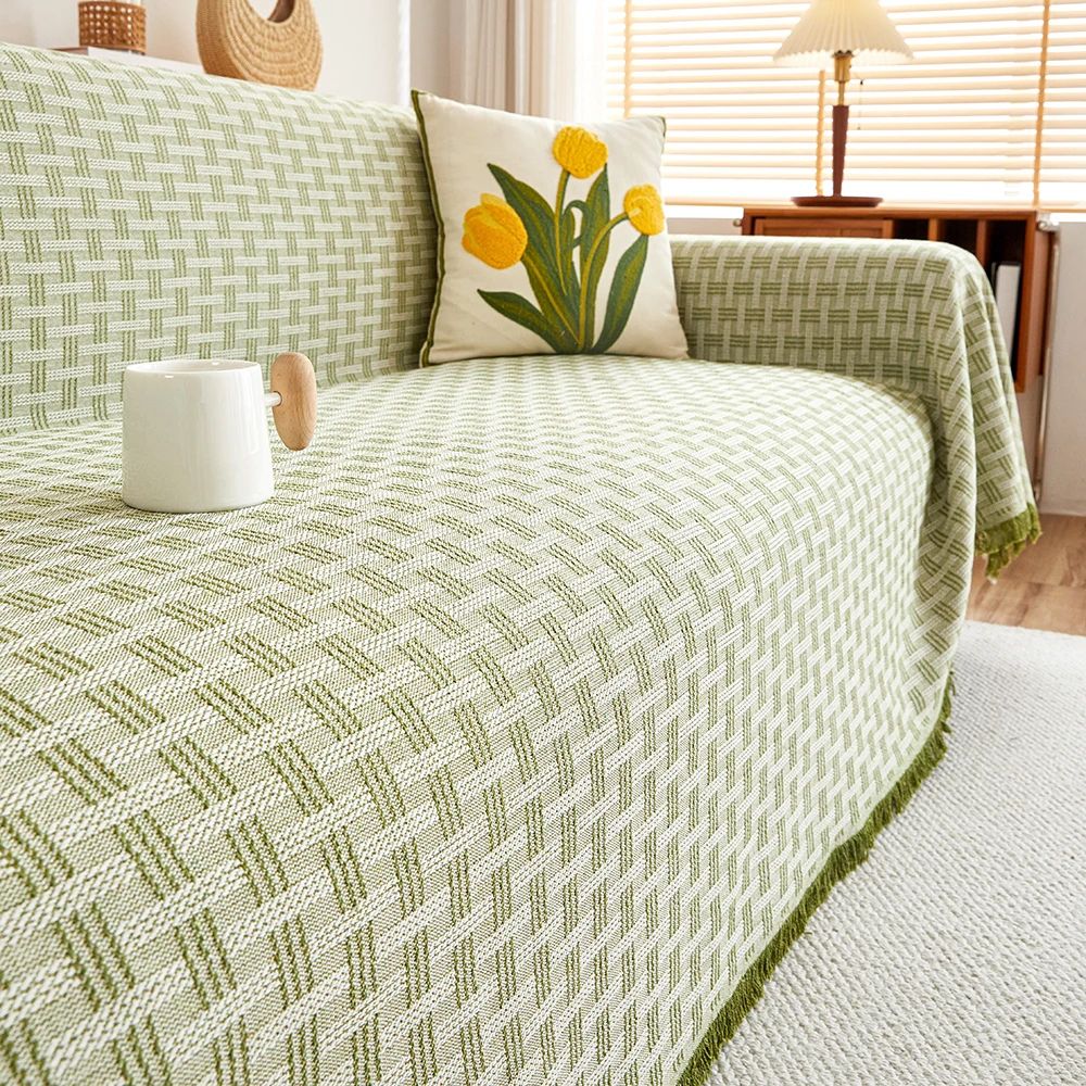 Quilted Geometric Microfiber Sofa Cover (Machine Washable)