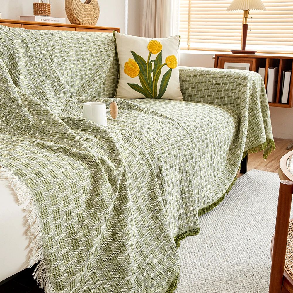 Quilted Geometric Microfiber Sofa Cover (Machine Washable)