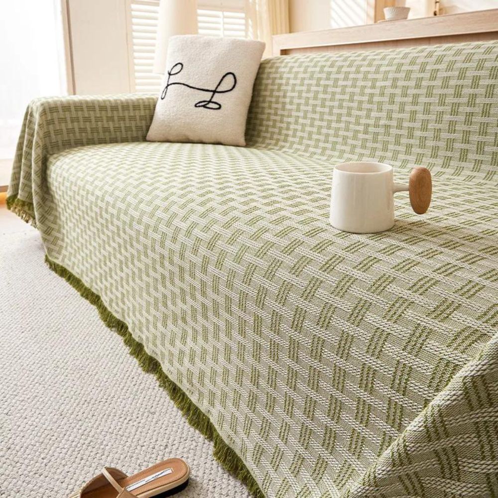 Quilted Geometric Microfiber Sofa Cover (Machine Washable)