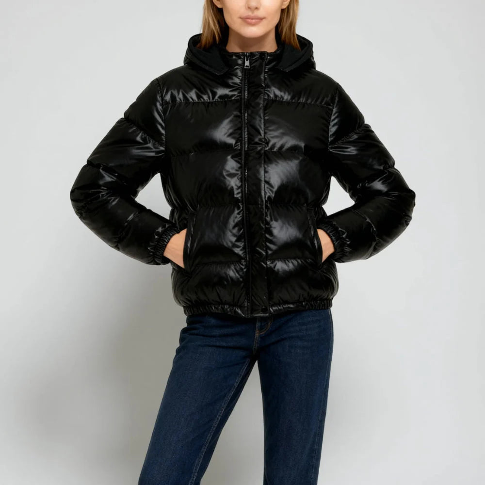 Quilted Jacket Hooded Lightweight Insulated Pockets Plus Size