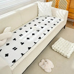 Quilted Ruffled-Edge Microfiber Sofa Cover