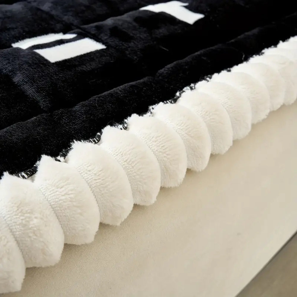 Quilted Ruffled-Edge Microfiber Sofa Cover