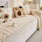 Quilted Sofa Cover Sherpa Microfiber & Non-Slip Backing
