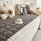 Quilted Sofa Cover Sherpa Microfiber & Non-Slip Backing