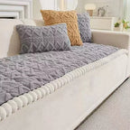 Quilted Sofa Cover Sherpa Microfiber & Non-Slip Backing