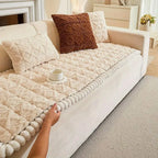 Quilted Sofa Cover Sherpa Microfiber & Non-Slip Backing