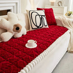 Quilted Sofa Cover Sherpa Microfiber & Non-Slip Backing