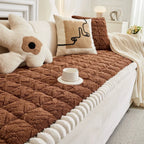 Quilted Sofa Cover Sherpa Microfiber & Non-Slip Backing