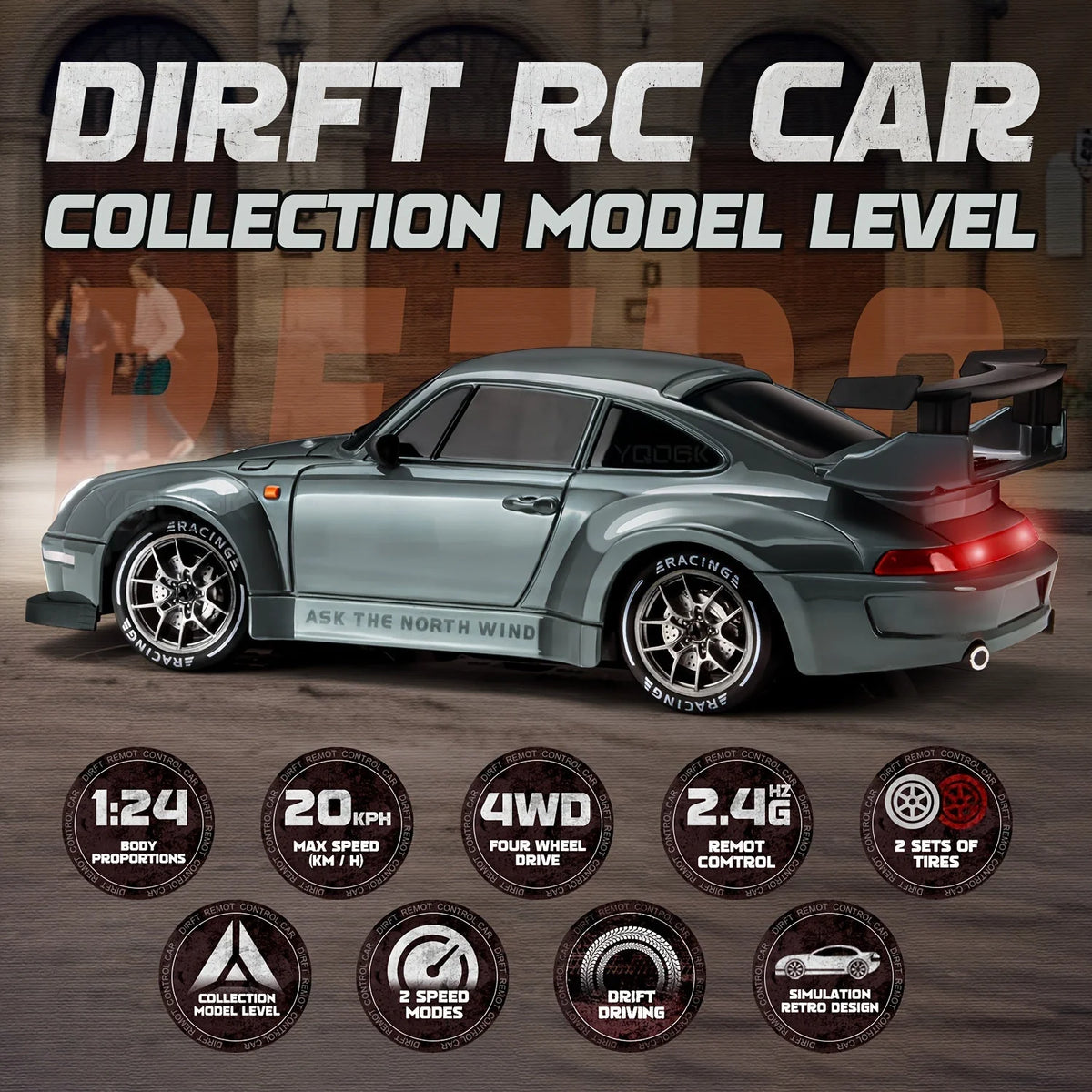 RC Drift Car 1:24 4WD Illuminated Wheels