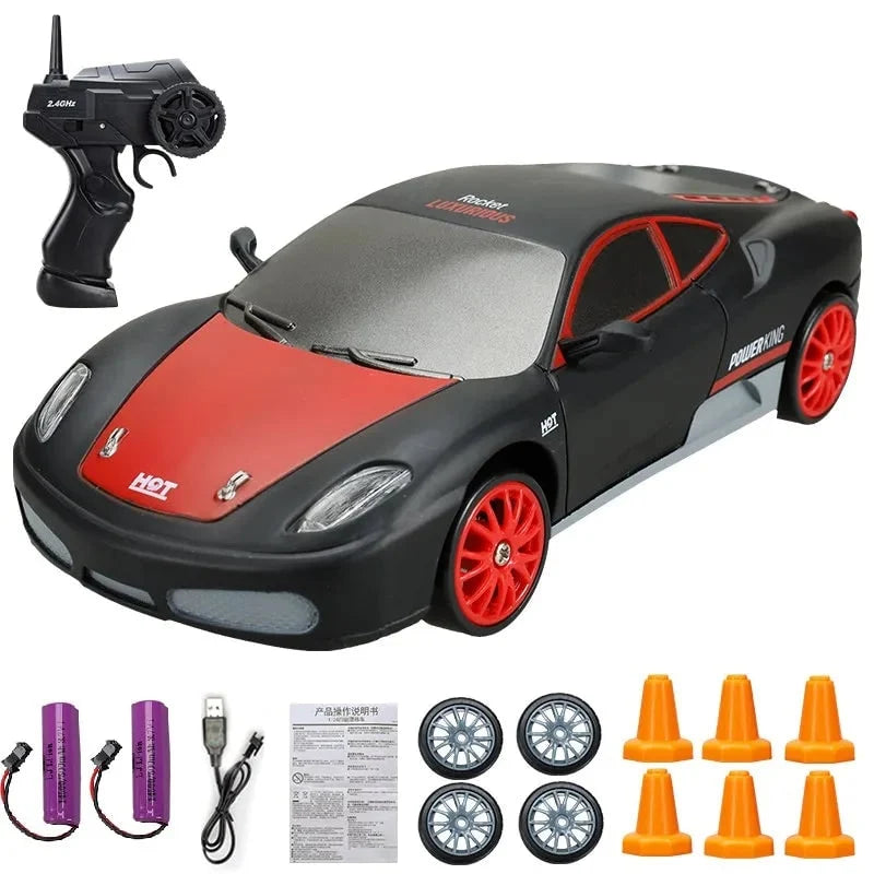 RC Drift Car Rechargeable USB Spare Wheels & Cones
