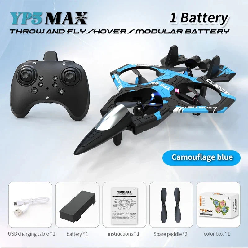RC Plane One-Button Takeoff & Landing Gyro-Stabilized Crash-Resistant Foam
