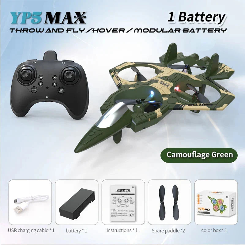 RC Plane One-Button Takeoff & Landing Gyro-Stabilized Crash-Resistant Foam