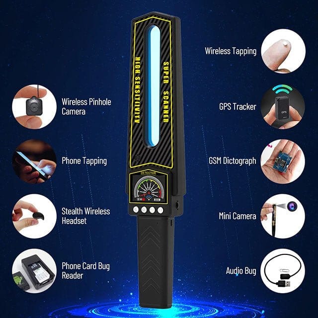 RF Bug Detector Portable Magnetic & LED Lens