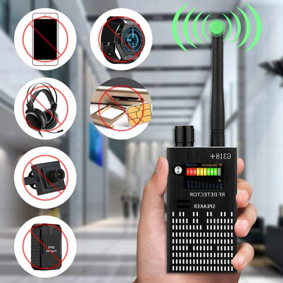 RF Signal Detector Wideband LED Meter 15-Hour Battery