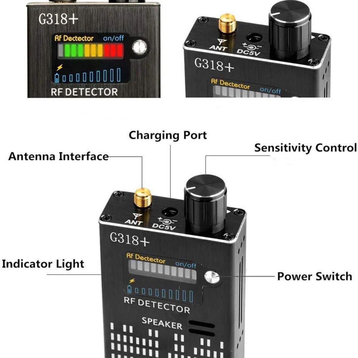 RF Signal Detector Wideband LED Meter 15-Hour Battery