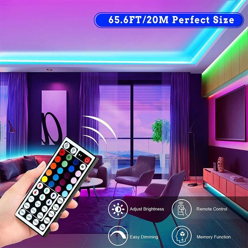 RGB LED Light Strip Cuttable Color-Changing 44-Key Remote