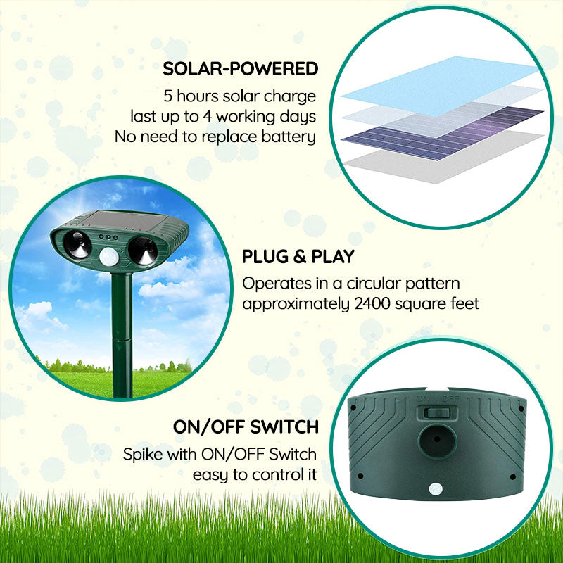 Rabbit Repeller Solar Ultrasonic Flashing Lights