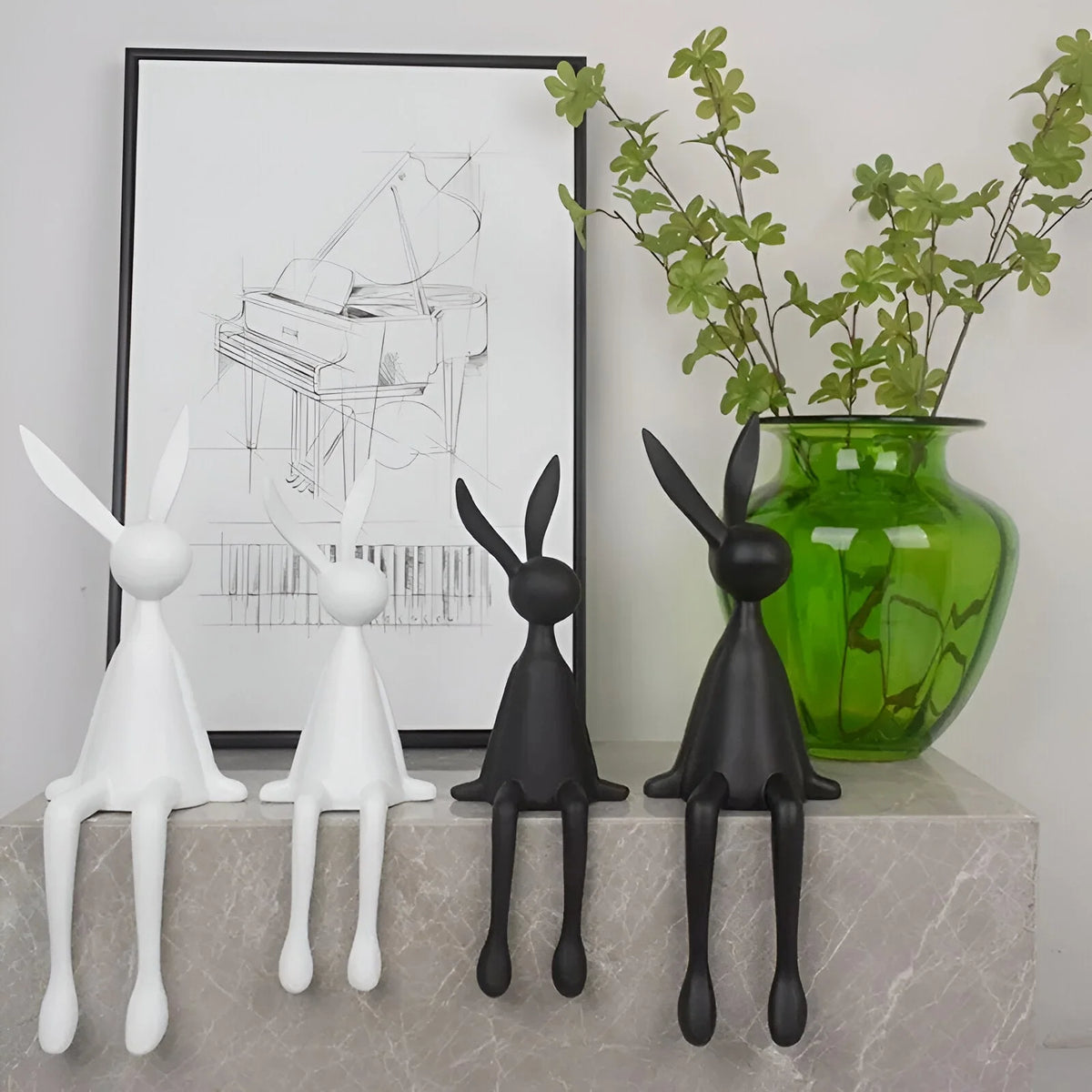 Rabbit Sculpture Minimalist Resin Two Sizes