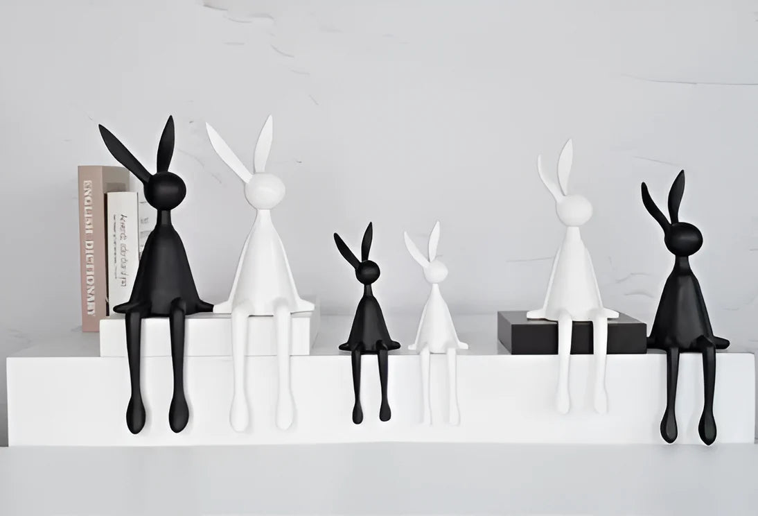 Rabbit Sculpture Minimalist Resin Two Sizes