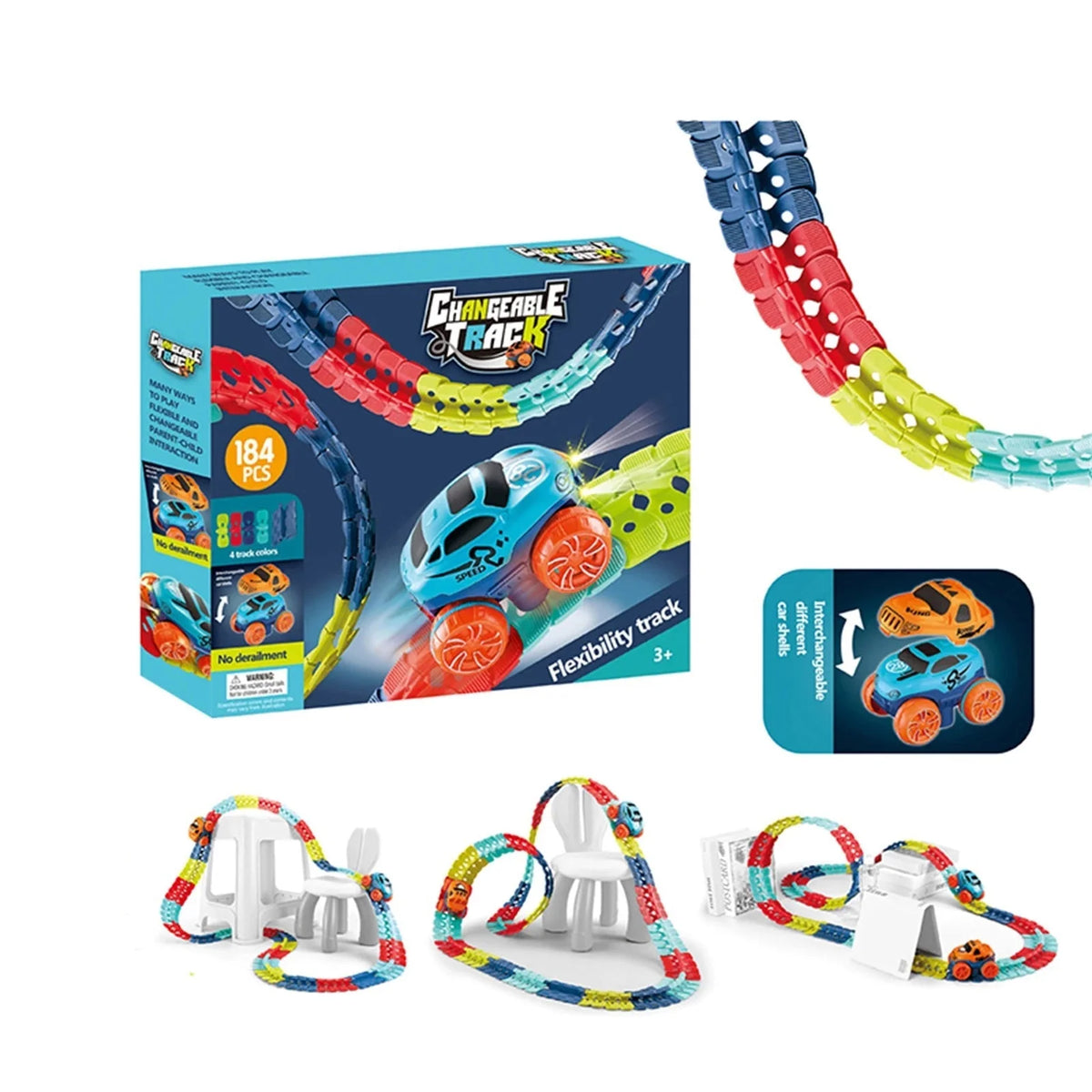 Race Track Playset Flexible 46 Piece Set & Car