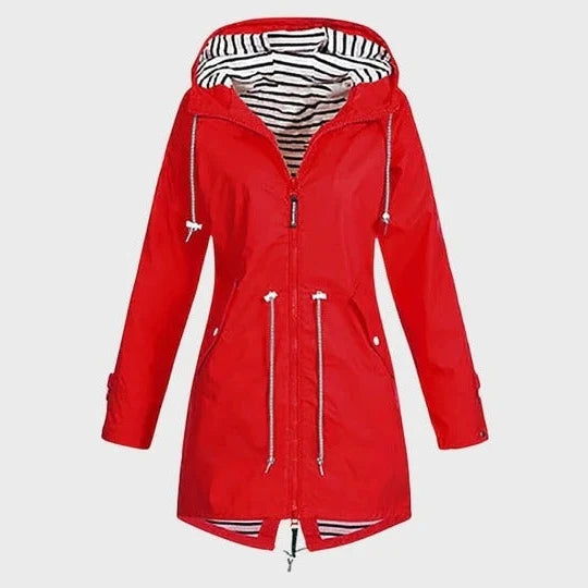 Rain Jacket Full-Length Waterproof Adjustable Hood