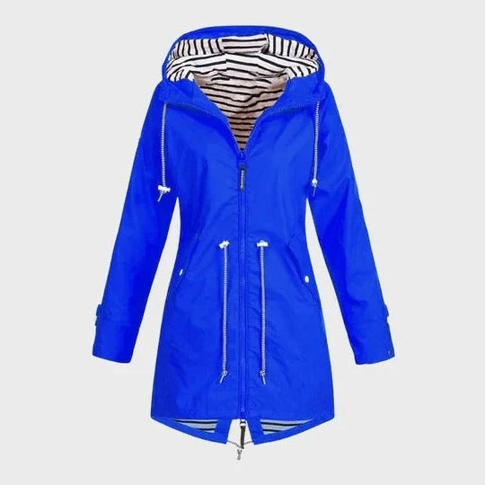 Rain Jacket Full-Length Waterproof Adjustable Hood