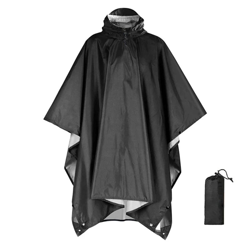Rain Poncho Waterproof Ripstop Nylon 3-In-1