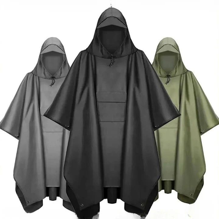 Rain Poncho Waterproof Ripstop Nylon 3-In-1