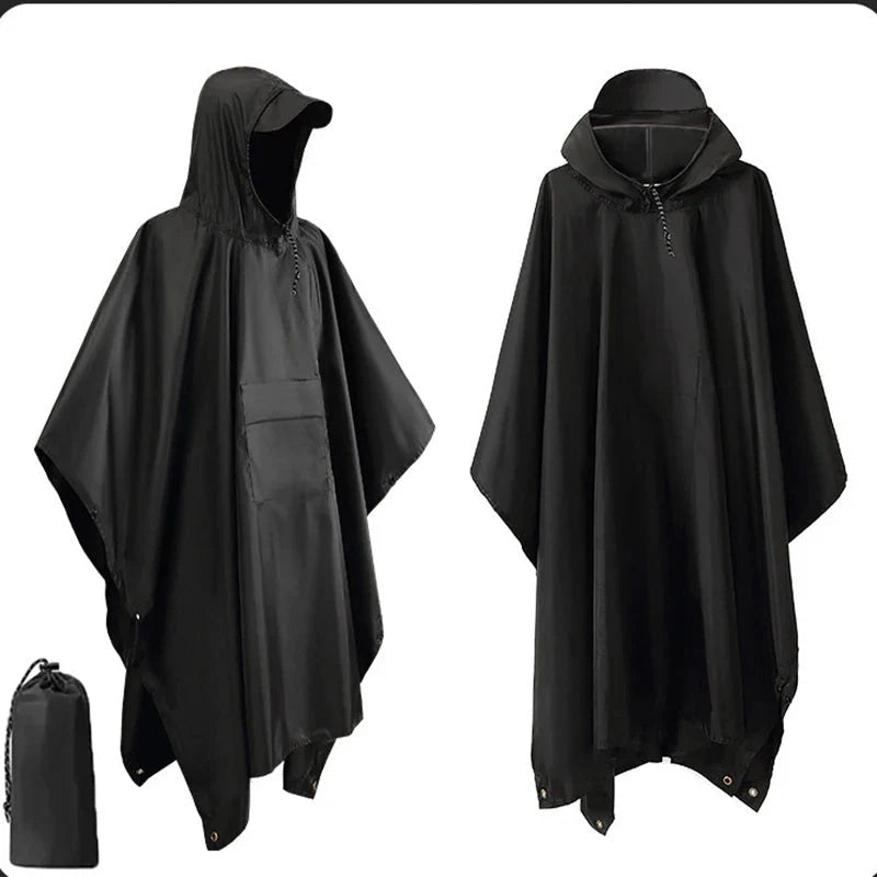 Rain Poncho Waterproof Ripstop Nylon 3-In-1