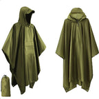 Rain Poncho Waterproof Ripstop Nylon 3-In-1