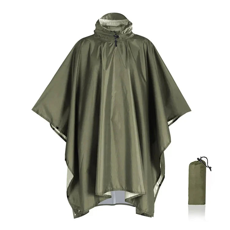 Rain Poncho Waterproof Ripstop Nylon 3-In-1