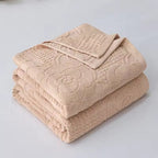 Raised Terry Floral Cotton Blanket (Lightweight & Machine Washable)
