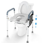 Raised Toilet Seat Height-Adjustable Padded Arms 350 lb Capacity