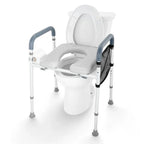 Raised Toilet Seat Height-Adjustable Padded Arms 350 lb Capacity