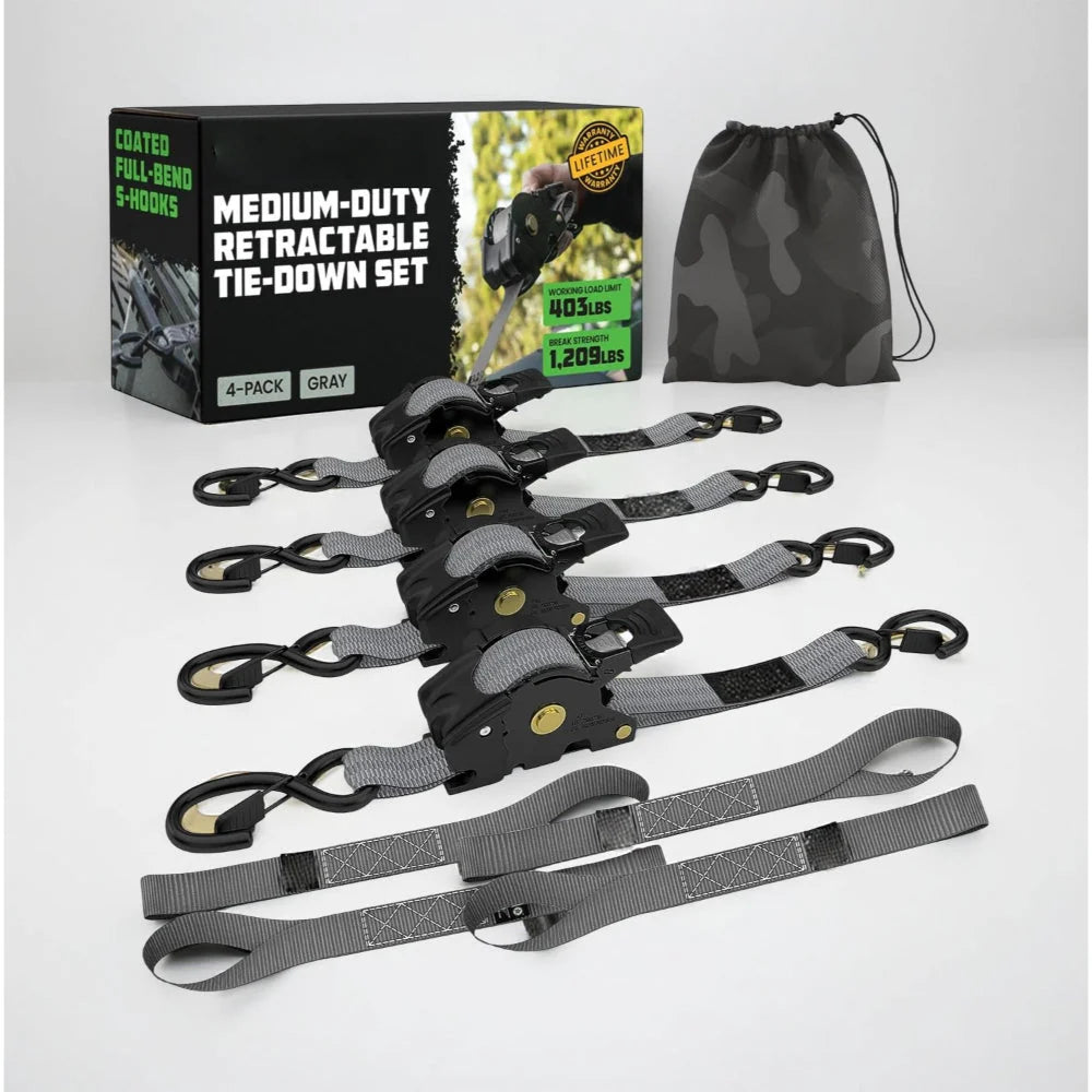 Ratchet Straps Retractable Soft Loops 20 Ft