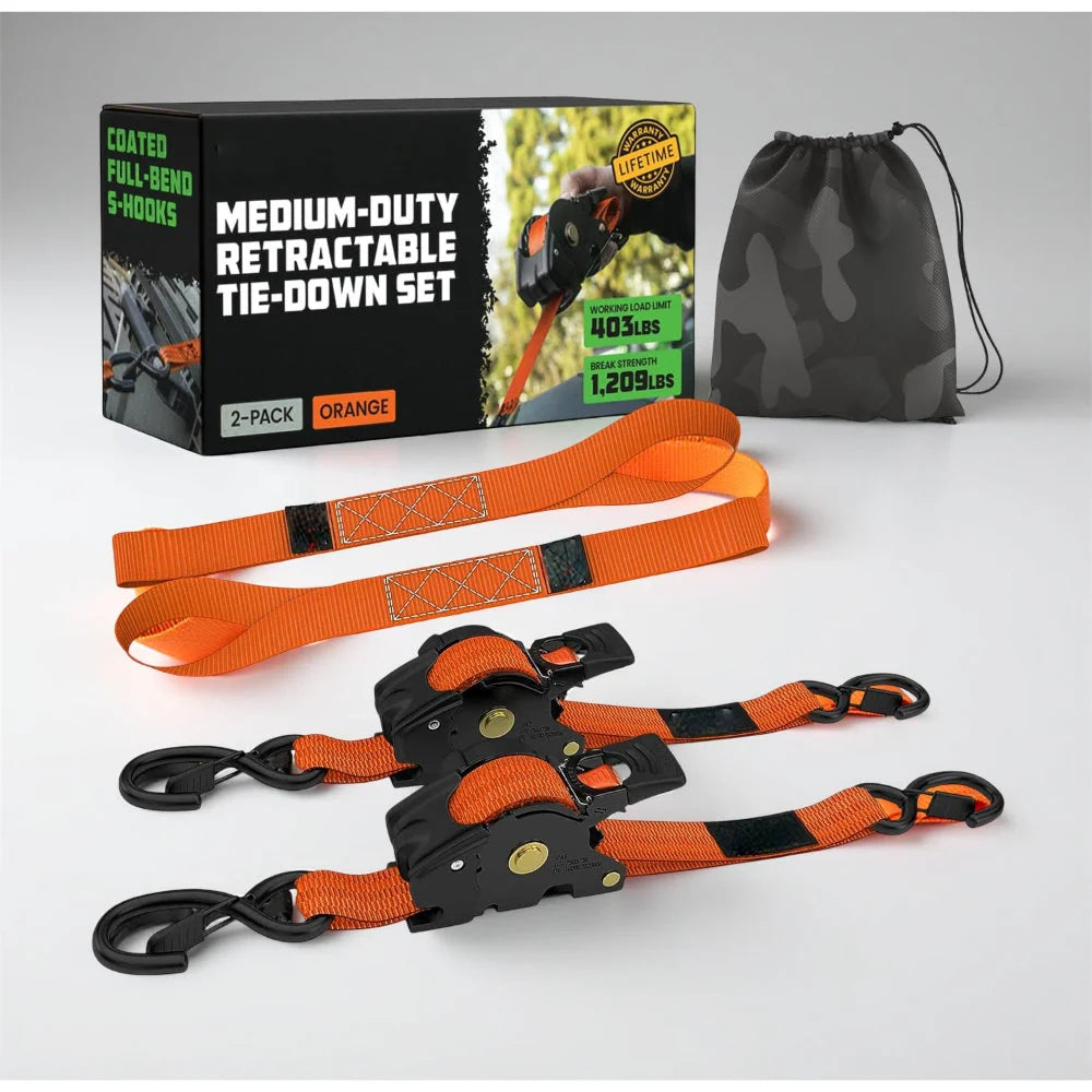 Ratchet Straps Retractable Soft Loops 20 Ft