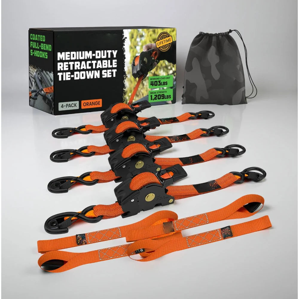 Ratchet Straps Retractable Soft Loops 20 Ft