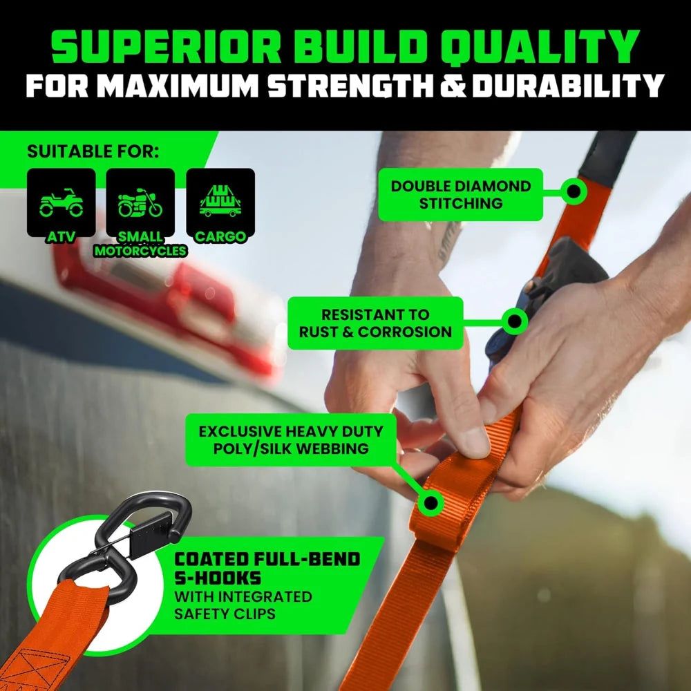Ratchet Straps Retractable Soft Loops 20 Ft