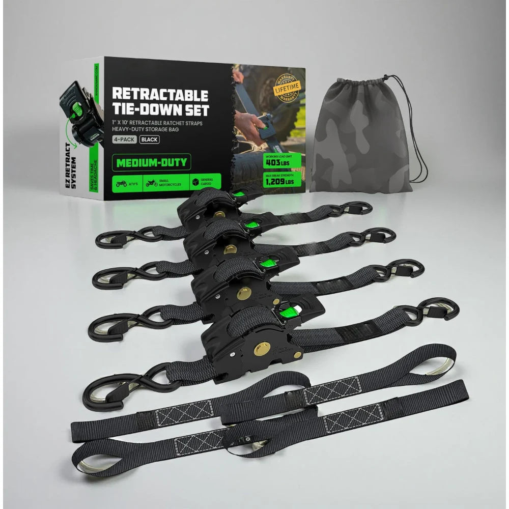 Ratchet Straps Retractable Soft Loops 20 Ft