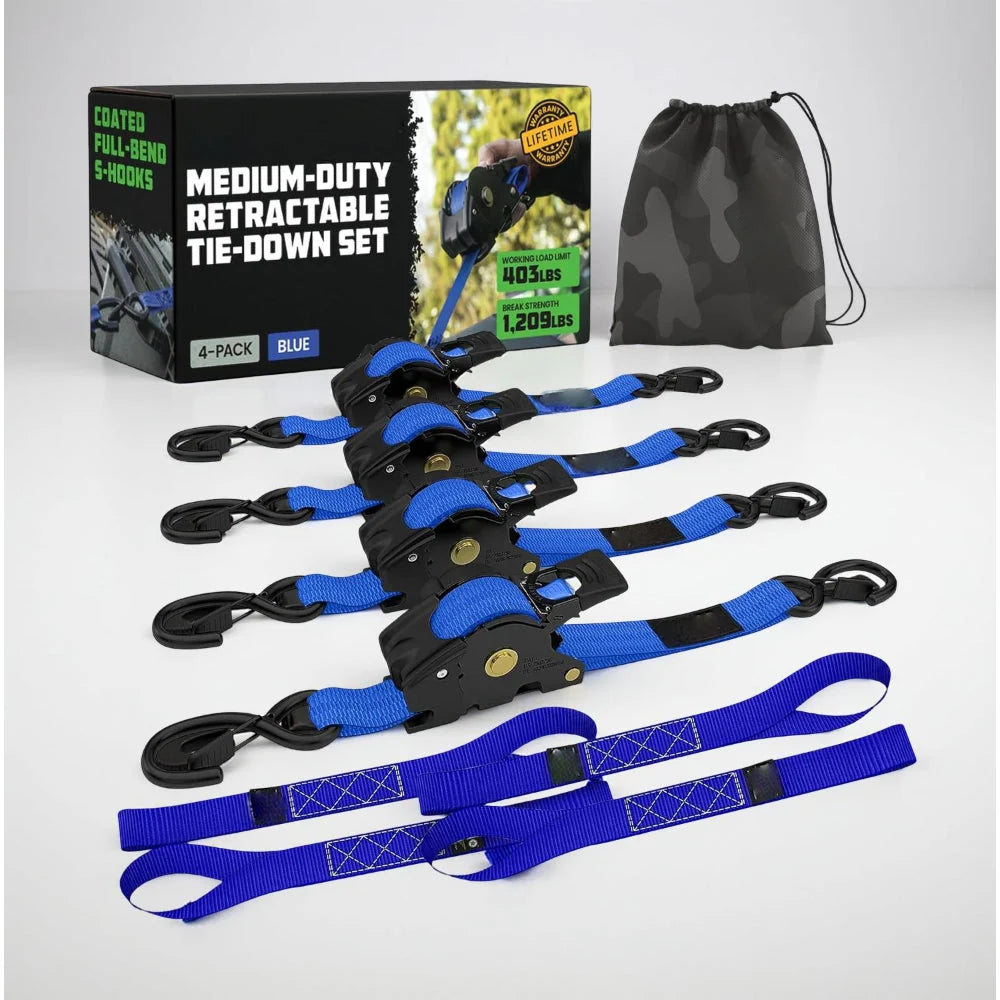 Ratchet Straps Retractable Soft Loops 20 Ft