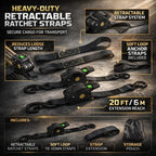 Ratchet Straps Retractable Soft Loops 20 Ft