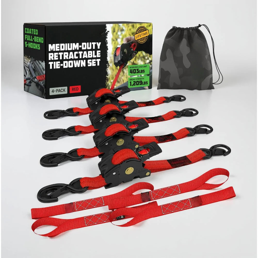 Ratchet Straps Retractable Soft Loops 20 Ft