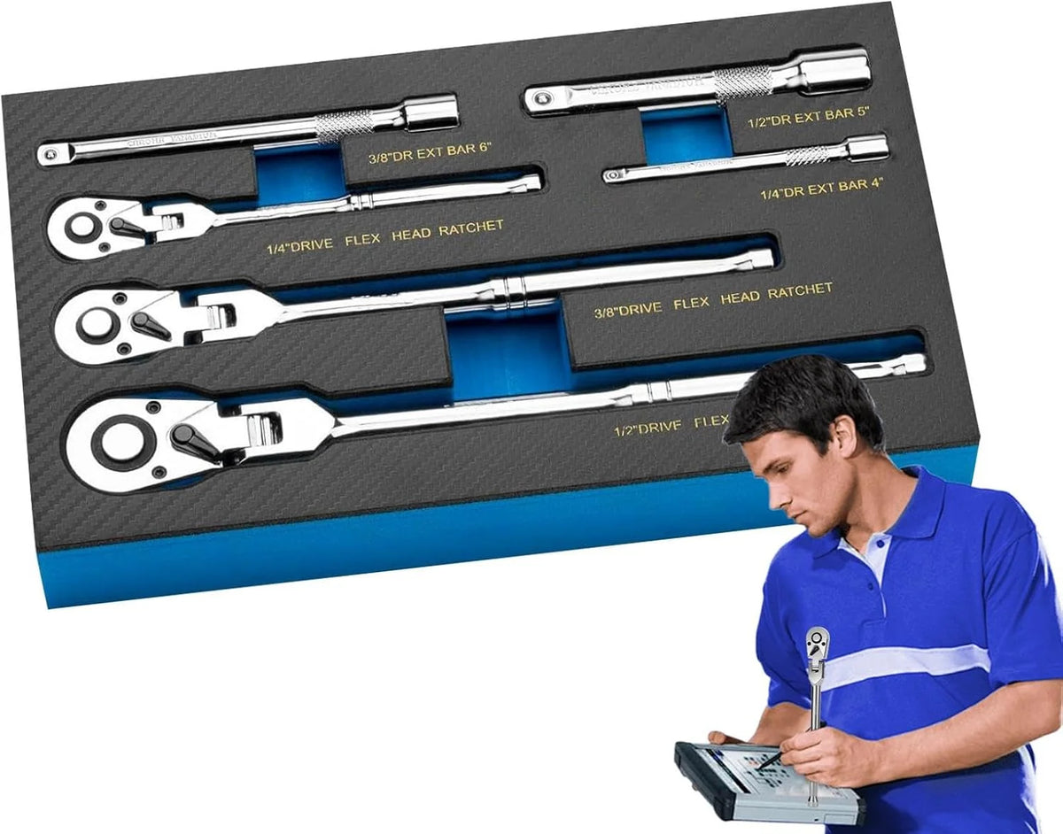 Ratchet Wrench Set 180° Flexible Heads Quick-Release