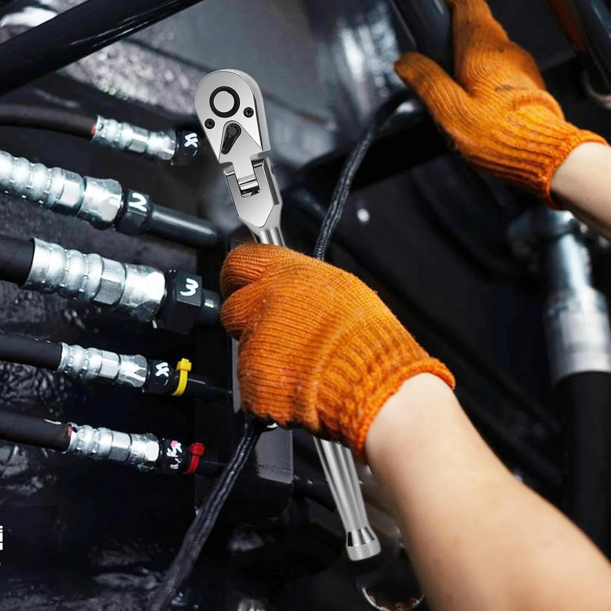 Ratchet Wrench Set 180° Flexible Heads Quick-Release