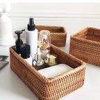 Rattan Storage Basket Handwoven Stackable Set of 3