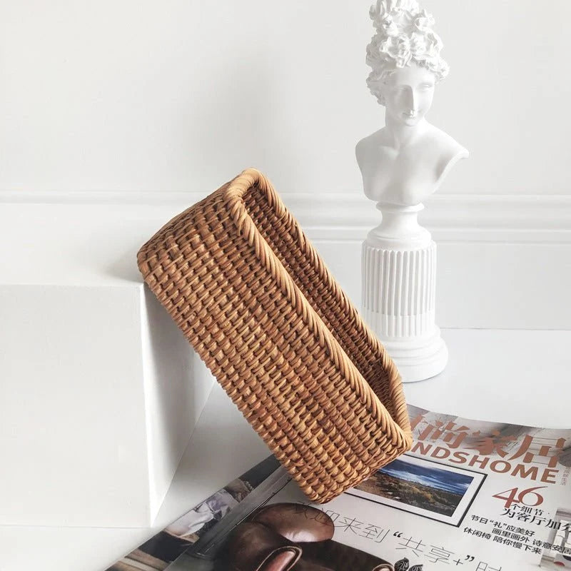 Rattan Storage Basket Handwoven Stackable Set of 3